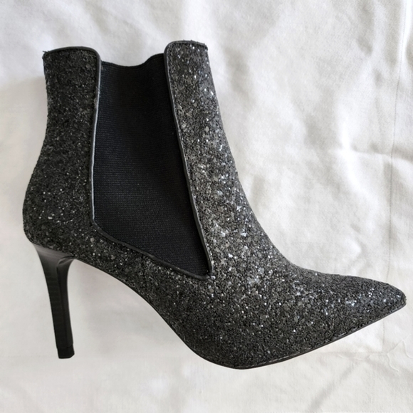 Zara Trafaluc Women's Glitter Black Ankle Boots Size 7.5 - Picture 8 of 11